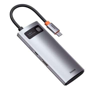 Hub 5w1 Baseus Metal Gleam Series, USB-C für 3x USB 3.0 HDMI USB-C PD