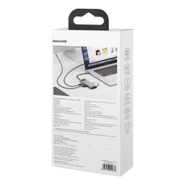 Hub 5w1 Baseus Metal Gleam Series, USB-C für 3x USB 3.0 HDMI USB-C PD