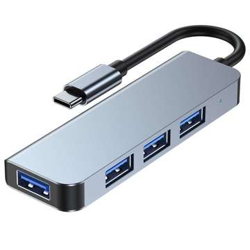 Hubadapter USB V1-HUB 4w1 USB-C Grau