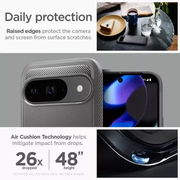 Hülle Spigen Rugged Armor für Google Pixel 9/9 Pro Marble Grey