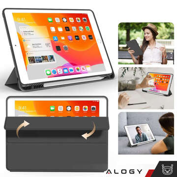 Hülle für Apple iPad 10.2 9 Gen 8/7 2021/2020/2019 Smart Pencil Case Alogy TPU Tablet Cover Schwarz Glas