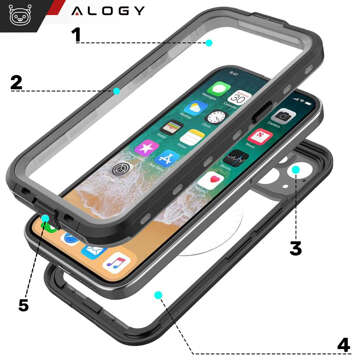 Hülle für Apple iPhone 15 Pro Armored 360 Hülle für Mag Safe wasserdicht Armor IP68 Alogy schwarz