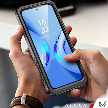 Hülle für Samsung Galaxy A55 5G, gepanzert, wasserdicht, IP68, 360-Grad-Rüstung, integriertes Glas, Alogy, Schwarz