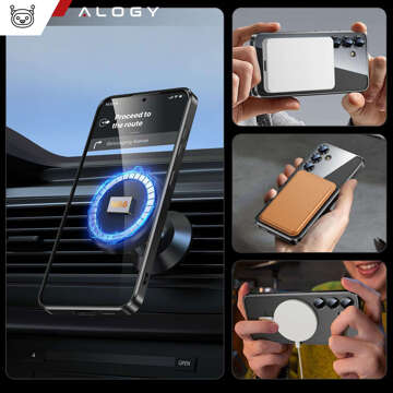 Hülle für Samsung Galaxy S24 Mag Safe Glamour Case Ringgehäuse Kameraschutz Alogy Schwarz transparent