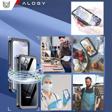 Hülle für Samsung Galaxy S24 Plus Gepanzerte wasserdichte IP68 360 Armor Case mit integriertem Glas Alogy schwarz