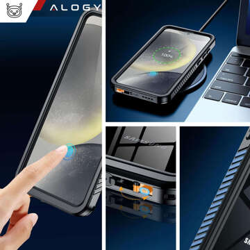 Hülle für Samsung Galaxy S24 Plus Gepanzerte wasserdichte IP68 360 Armor Case mit integriertem Glas Alogy schwarz