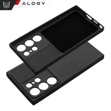 Hülle für Samsung Galaxy S24 Ultra Panzergehäuse Schutz Kameraabdeckung Slide Camshield Case Alogy schwarz