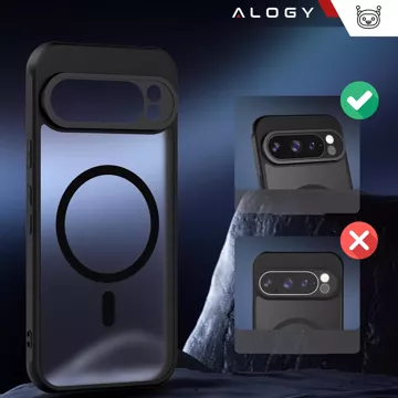 Hülle für iPhone 14 Pro Mag Safe Matt Case Cover matt Alogy Ring gepanzerte Handyhülle Schwarz