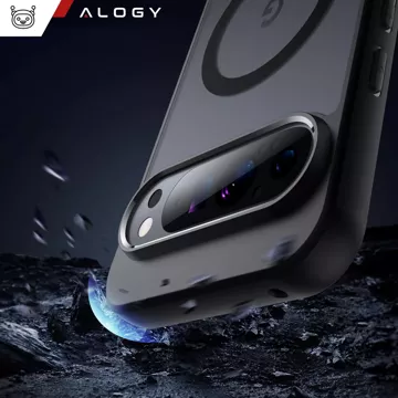 Hülle für iPhone 14 Pro Mag Safe Matt Case Cover matt Alogy Ring gepanzerte Handyhülle Schwarz