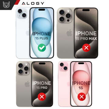 Hülle für iPhone 15 Plus Slide Case mit Objektivschutz Kameragehäuse Mattschwarz Alogy Soft Matt Glass