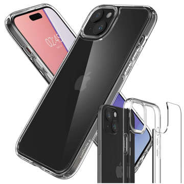 Hülle für iPhone 15 Plus Spigen Ultra Hybrid Case, transparente, kristallklare Rückseite