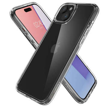 Hülle für iPhone 15 Plus Spigen Ultra Hybrid Case, transparente, kristallklare Rückseite