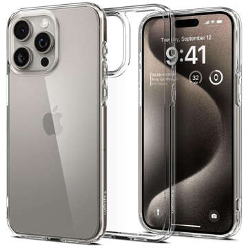 Hülle für iPhone 15 Pro Spigen Ultra Hybrid Case, kristallklare Rückseite