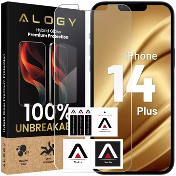 Hybridglas für Apple iPhone 14 Plus-Bildschirm Alogy Flexi Glass 9H Case Friendly Flachbildschirm