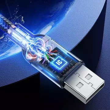 Joyroom strapazierfähiges Kabel USB - USB Typ C mit geräuschempfindlicher LED-Hintergrundbeleuchtung 2,4 A 1,2 m grau (S-1230N16)
