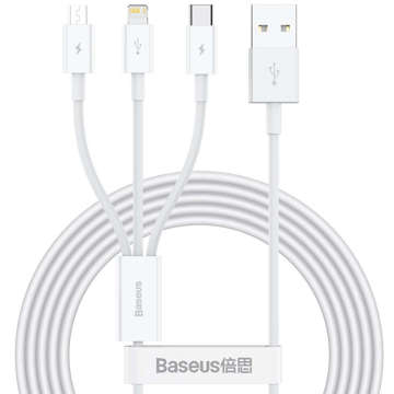 Kabel 1.5m Baseus Superior Series USB 3w1 Micro USB / Lightning / USB-C 3.5A Biały