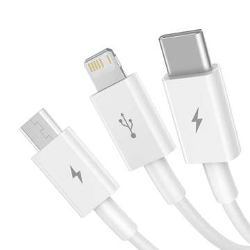 Kabel 1.5m Baseus Superior Series USB 3w1 Micro USB / Lightning / USB-C 3.5A Biały