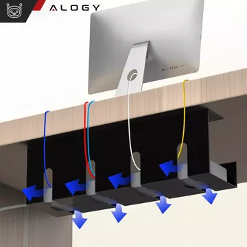 Kabel-Organizer unter der Tischplatte, verstellbare Ablage für Kabel, Schreibtischleiste, Aluminiumhalter Alogy Black