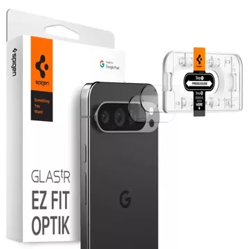 Kameraabdeckung aus gehärtetem Glas Spigen Optik.Tr „EZ Fit“ Kameraschutz 2er-Pack Google Pixel 9 Pro Kristallklar