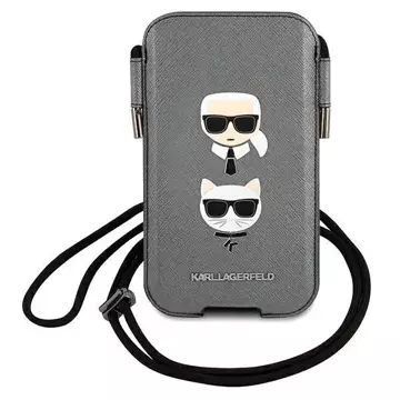 Karl Lagerfeld Handtasche KLHCP12MOPHKCG 6.1" grau/grau Hardcase Saffiano Ikonik Karl