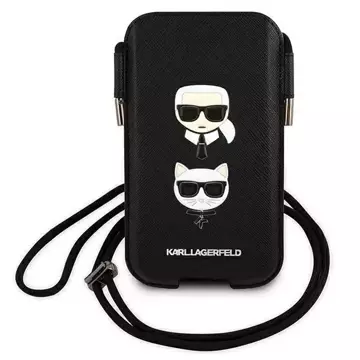 Karl Lagerfeld Handtasche KLHCP12MOPHKCK 6.1" schwarz/schwarz Hardcase Saffiano Ikonik Karl