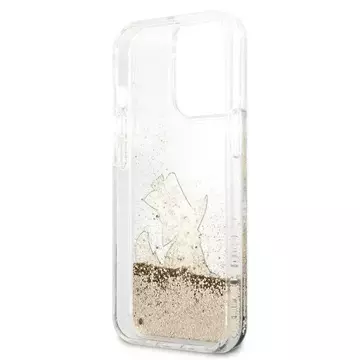 Karl Lagerfeld KLHCP13LGCFD Schutzhülle für Apple iPhone 13 Pro / 13 6,1" Gold/Gold Hardcase Liquid Glitter Choupette Fun