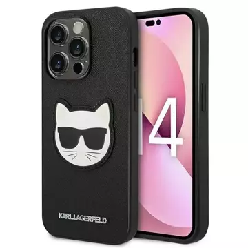 Karl Lagerfeld KLHCP14LSAPCHK Schutzhülle für Apple iPhone 14 Pro 6.1" Hardcase schwarz/schwarz Saffiano Choupette Head Patch