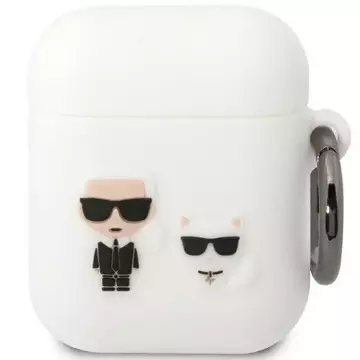 Karl Lagerfeld Kopfhörerschutzhülle für AirPods 1/2 Cover weiß/weiß Silikon Karl