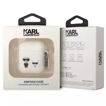 Karl Lagerfeld Kopfhörerschutzhülle für AirPods 1/2 Cover weiß/weiß Silikon Karl