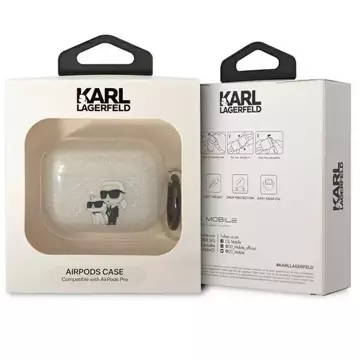 Karl Lagerfeld Kopfhörerschutzhülle für Airpods Pro Cover transparent Gliter Karl