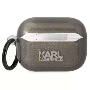 Karl Lagerfeld Kopfhörerschutzhülle für Airpods Pro Hülle schwarz/schwarz Gliter Karl