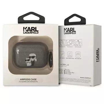 Karl Lagerfeld Kopfhörerschutzhülle für Airpods Pro Hülle schwarz/schwarz Gliter Karl