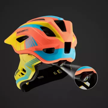 Kinderfahrradhelm mit abnehmbarem Visier Rockbros TT-32SOYB-S Größe S - gelb-orange