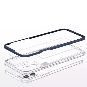 Klare 3-in-1-Hülle für iPhone 12, blauer Rahmen, Gel-Cover
