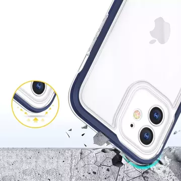 Klare 3-in-1-Hülle für iPhone 12, blauer Rahmen, Gel-Cover