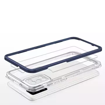 Klare 3in1 Hülle für Samsung Galaxy A03s (166) Rahmen Gel Cover blau