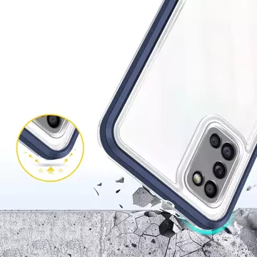 Klare 3in1 Hülle für Samsung Galaxy A03s (166) Rahmen Gel Cover blau