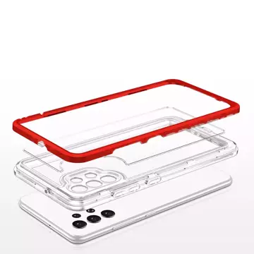 Klare 3in1 Hülle für Samsung Galaxy A32 5G Frame Gel Cover Rot