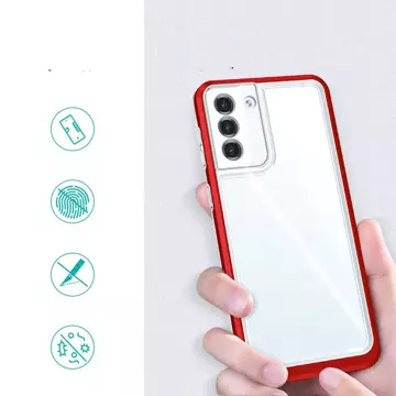 Klare 3in1 Hülle für Samsung Galaxy S21 5G (S21 Plus 5G) Rahmen Gel Cover Rot