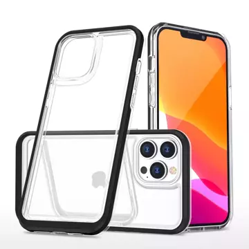 Klare 3in1 Hülle für iPhone 13 Pro Max Case Gel Cover mit Rahmen schwarz