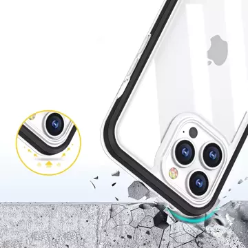 Klare 3in1 Hülle für iPhone 13 Pro Max Case Gel Cover mit Rahmen schwarz