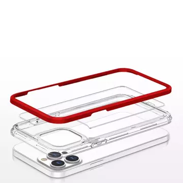 Klare 3in1 Hülle für iPhone 13 Pro Rahmen Gel Cover rot