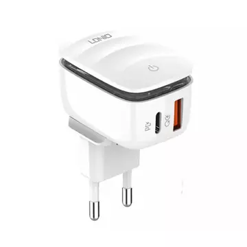 LDNIO A2425C USB-Ladegerät, USB-C mit Lampe MicroUSB-Kabel