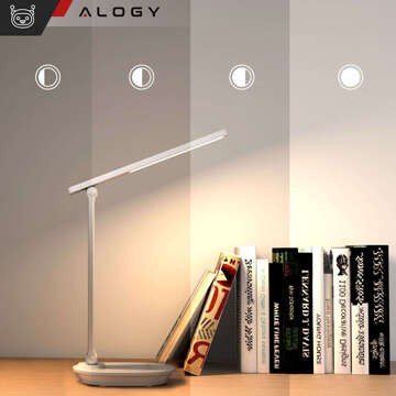 LED-Schreibtisch-Nachtlampe mit QI 15W USB-Induktionsladegerät für Leseschreibtisch, Zeitschaltuhr, Alogy Desk, Weiß