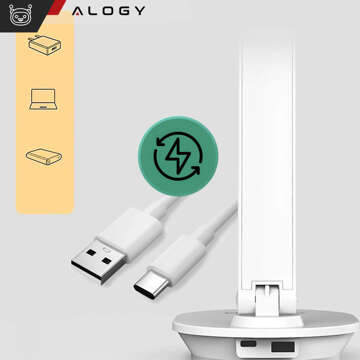 LED-Schreibtisch-Nachtlampe mit QI 15W USB-Induktionsladegerät für Leseschreibtisch, Zeitschaltuhr, Alogy Desk, Weiß