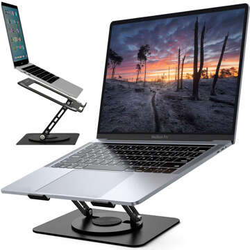 Laptopständer für MacBook 17, Ständerhalter, Klapptisch, 360° verstellbar, Aluminium, für Alogy Schreibtisch, Schwarz