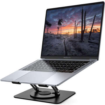 Laptopständer für MacBook 17, Ständerhalter, Klapptisch, 360° verstellbar, Aluminium, für Alogy Schreibtisch, Schwarz