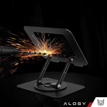 Laptopständer für MacBook 17, Ständerhalter, Klapptisch, 360° verstellbar, Aluminium, für Alogy Schreibtisch, Schwarz