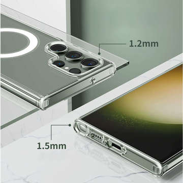 MagSafe Alogy Ring Mag Clear Case für Samsung Galaxy S23 Ultra Qi-Ladegeräte, transparent