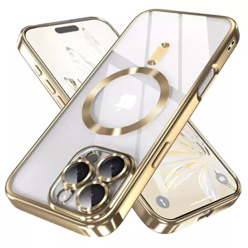 MagSafe-Hülle für Apple iPhone 16 Pro Alogy Glamour Luxus-Ringgehäuse Gold-Transparent